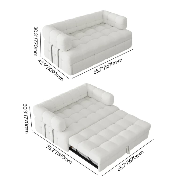 Rumi Convertible Sofa Bed – Modern Tufted Design