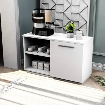 Nuvio Coffee Corner Cabinet – Compact White Design with Side Door