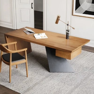 Picture of Zekar – Natural Wood Accent Desk with Handcrafted Knot-Inspired Top
