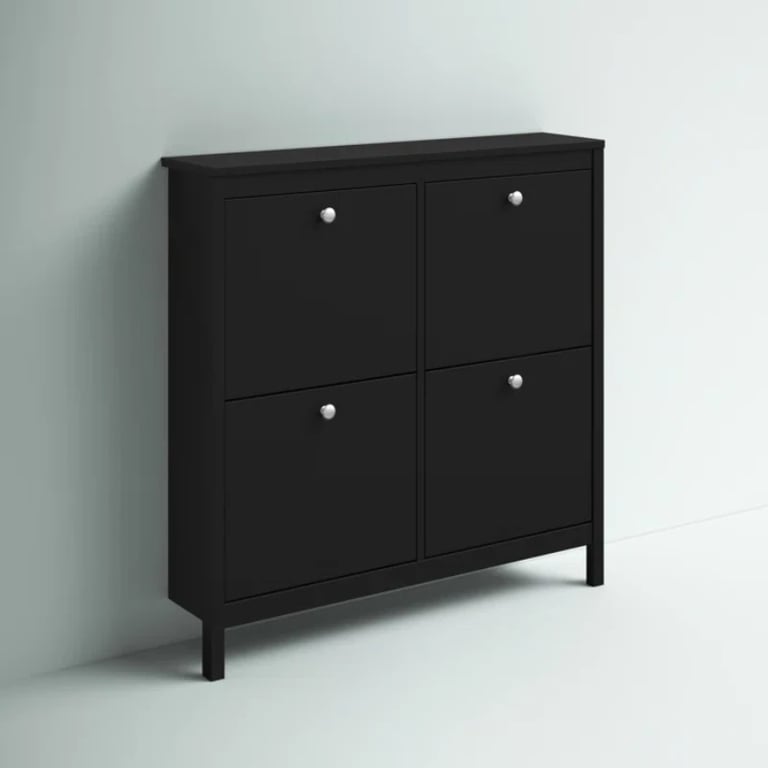 White Mchone 16 Pairs Manufactured Wood Shoe Storage Cabinet