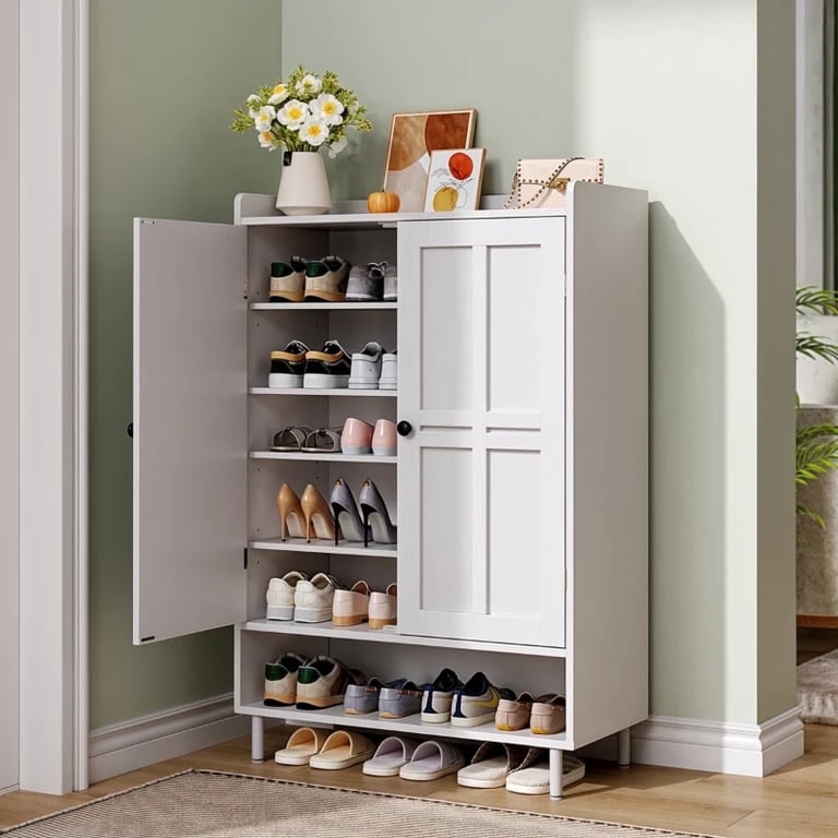 Mavine – Blue Natural Wood Shoe Cabinet