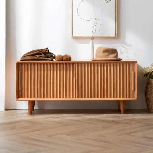 Liora – Slatted Natural Wood Storage Bench