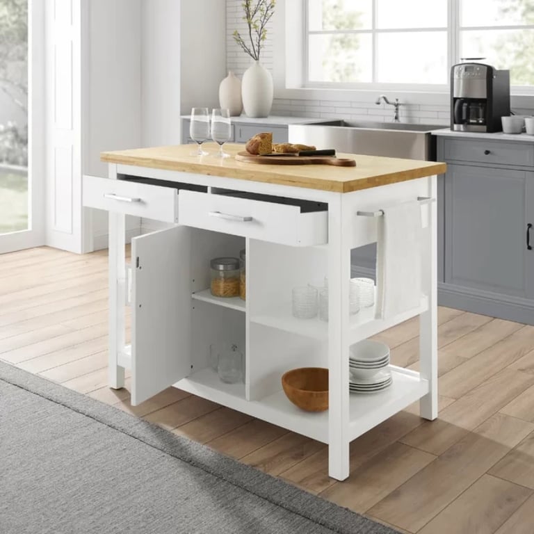 Flury Small Kitchen Island with storage