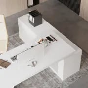 صورة جرانزي – مكتب تنفيذي على شكل ال مع وحدات تخزين – من الخشب الطبيعي