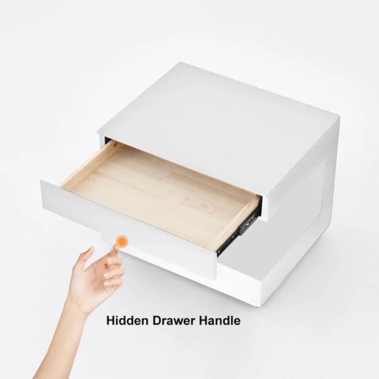 Vens Nightstand – Single Drawer with LED Light and Natural Wood Frame