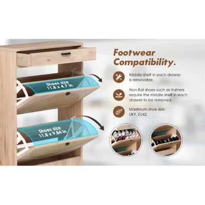 12 Pairs Manufactured Wood Shoe Storage Cabinet