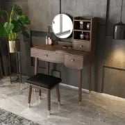 Diffia dresser with chair and mirror - Natural Wood