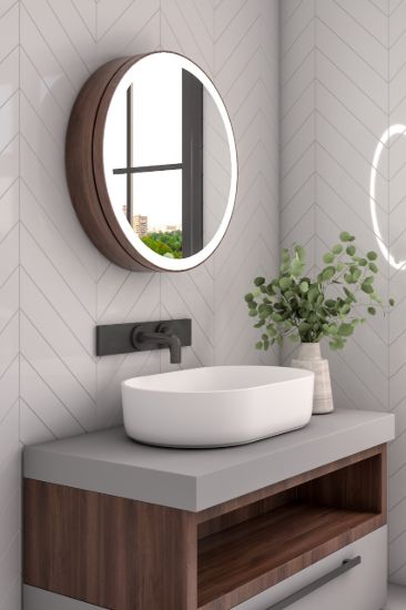 صورة أفيانا مرآة دائرية متحركة مع وحدة تخزين