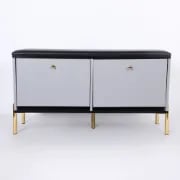 Arvo – Natural Wood Storage Bench with Gold Metal Legs