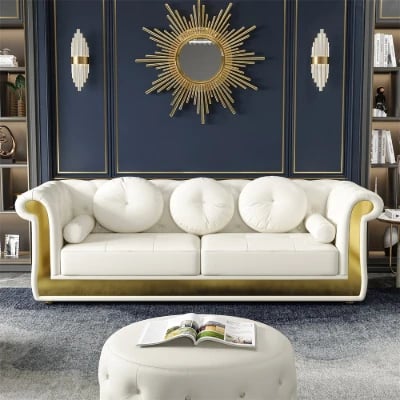 Picture of Delora Luxe Harmony Sofa – White with Gold Accents
