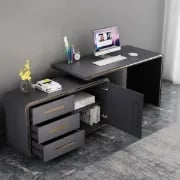 Picture of Laro – Modern Natural Wood Desk with File Cabinet & Drawers