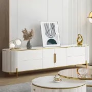Picture of Clarva Curved TV Unit  – Gold Frame & Fluted Charm