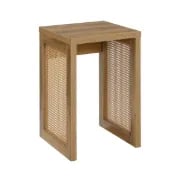 Siems Side Table with Rattan Panels – Natural Wood