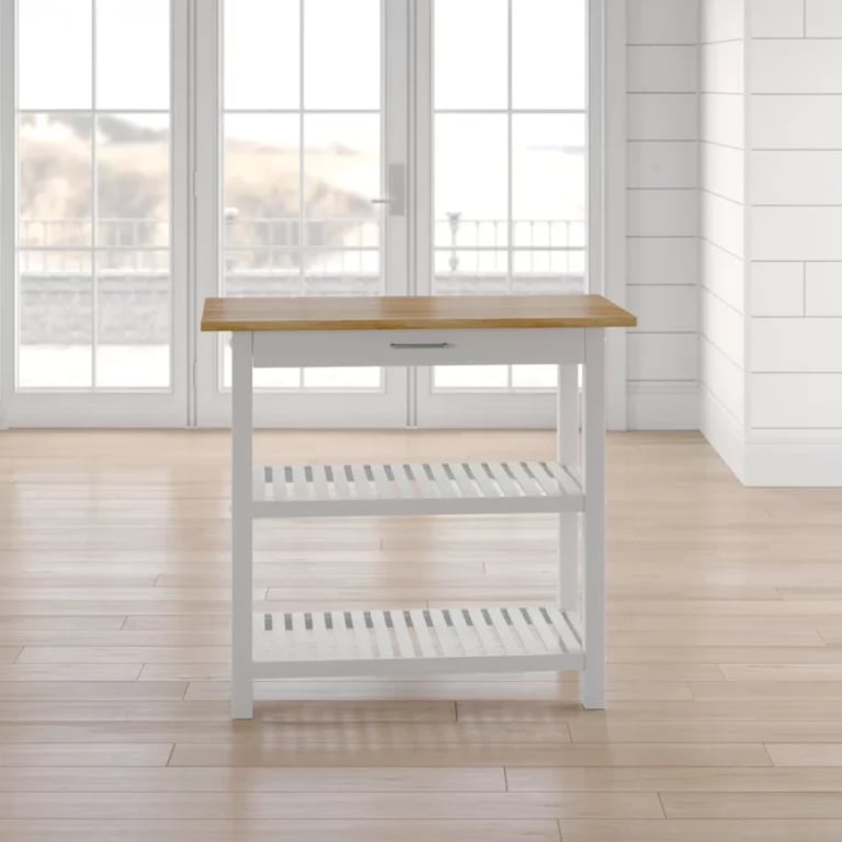 Moppi Solid Wood kitchen Island With Shelves