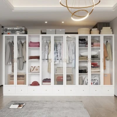 Picture of Glassy Multi-unit and multi-use wardrobe natural wood