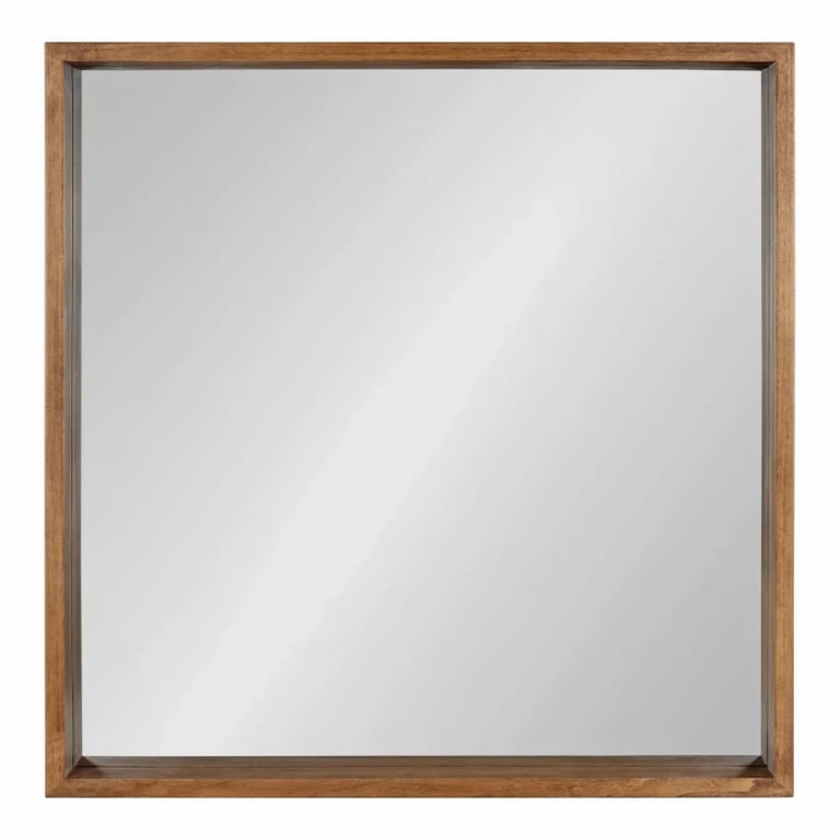 Kate and Laurel Hutton Rustic Wood Square Mirror