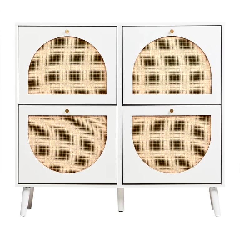 Picture of Orbital Shoe Storage - Natural wood with Rattan