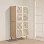 صورة دولاب جرافي خشب طبيعي مع راتان