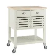 Diwai Rolling Kitchen Cart with Solid Wood Top