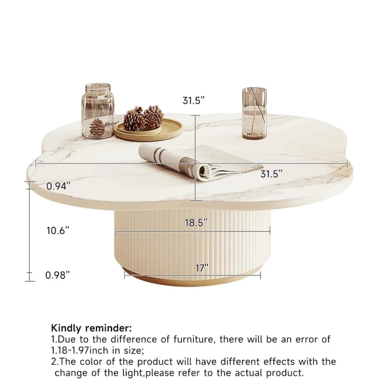 Eclipse – Modern Coffee Table Set with Marble-Effect Top – Natural Wood
