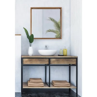 Kate and Laurel Hutton Rustic Wood Square Mirror