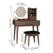 Diffia dresser with chair and mirror - Natural Wood