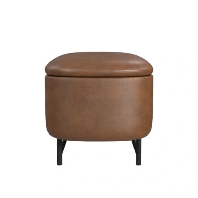 صورة إليبس – مقعد تخزين بتصميم دائري وقاعدة معدنية من الخشب الطبيعي