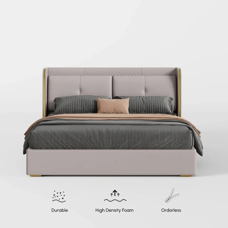 Picture of Serenzo Modern Upholstered Bed - Natural wood