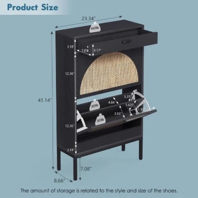 12 Pairs Manufactured Wood Shoe Storage Cabinet