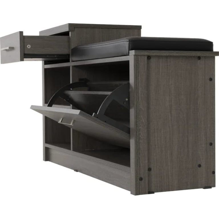 صورة چيرال مقعد تخزين أسود - جلد طبيعي