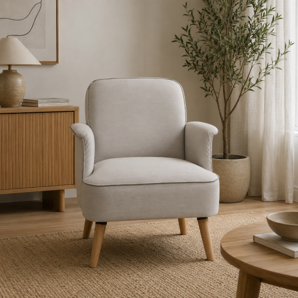 Picture of Mavely Foldable Lounge Chair – Natural Wood Base with Modern Comfort
