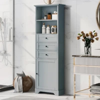 صورة خزانة حمام خشب طبيعي -آرميا