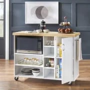 Moulden Small Kitchen Island with Wheels - Natural Wood