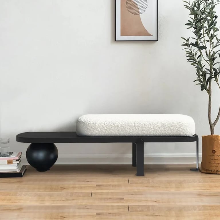 Orin – Elegant Modern Bench – Natural Wood with Metal Legs