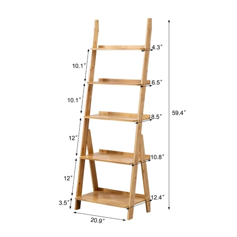 Nova – Natural Wood Ladder Shelf with 5 Tiers