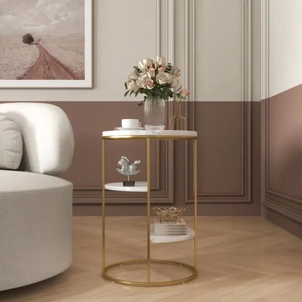 صورة طاولة جانبية معدن-روشية 3 أرفف