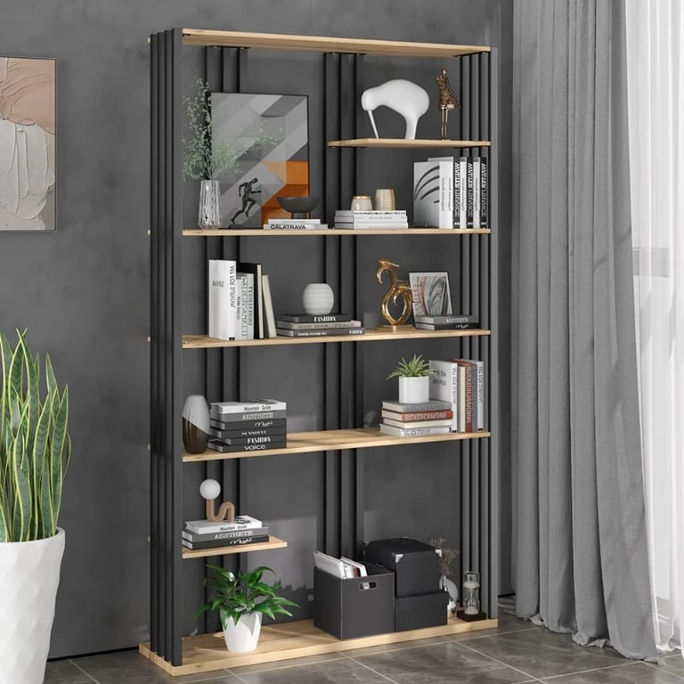 Picture of Paolo bookcase with shelves - natural wood
