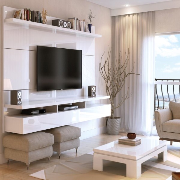 Vaca Floating Centre for TVs – Natural Wood Wall Unit