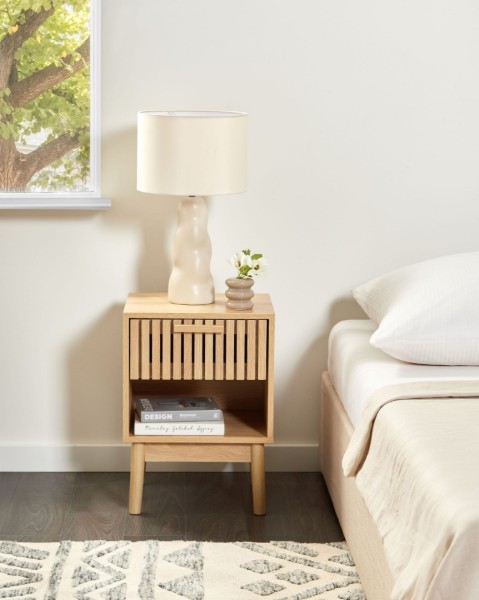 Picture of Maelis Natural Wood Bedside Table – With 2 Drawers