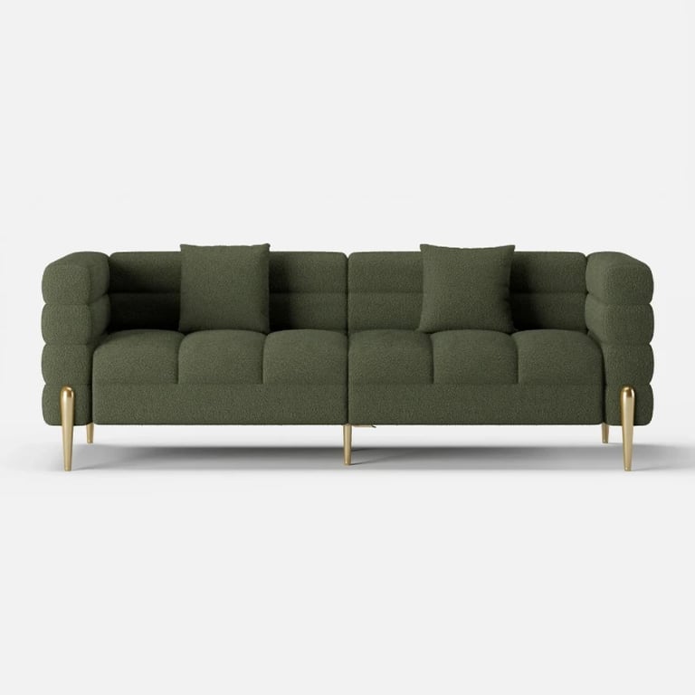 Verdi Sofa Set – Two Sofas in Modern Design made of Natural Wood with Gold Legs