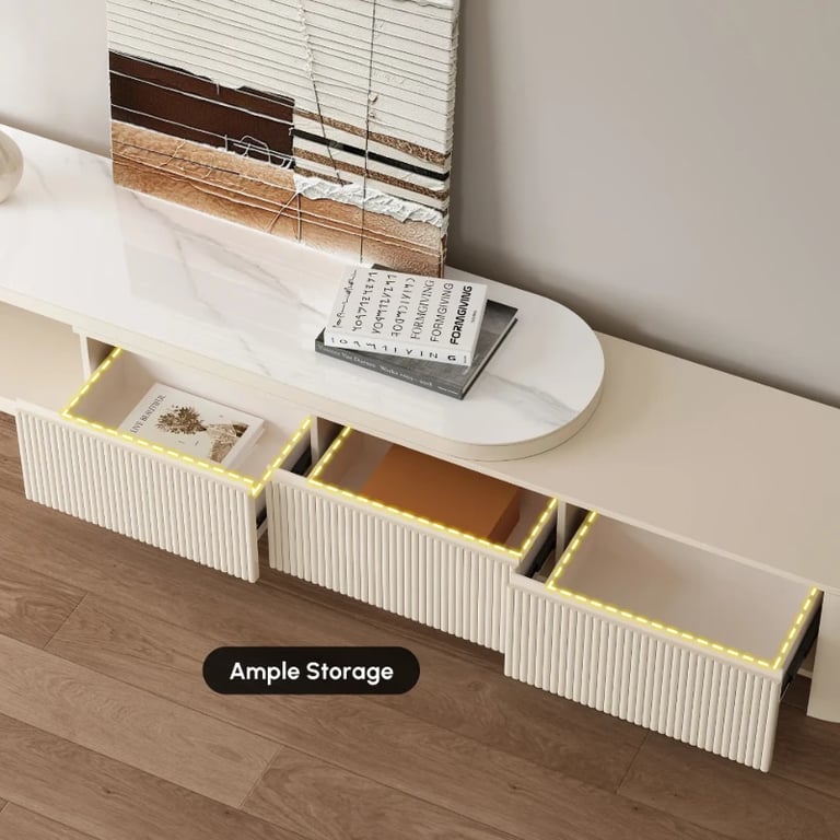 Levanto Set – Extendable TV Unit and Coffee Table with Marble-Effect Top