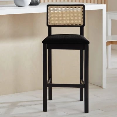Picture of Rivano -Rattan Bar Dining Chair -Black Natural Wood Frame