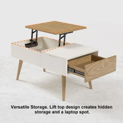 Picture of Mocito Lift-Top Coffee Table – Natural Wood with Storage Drawer