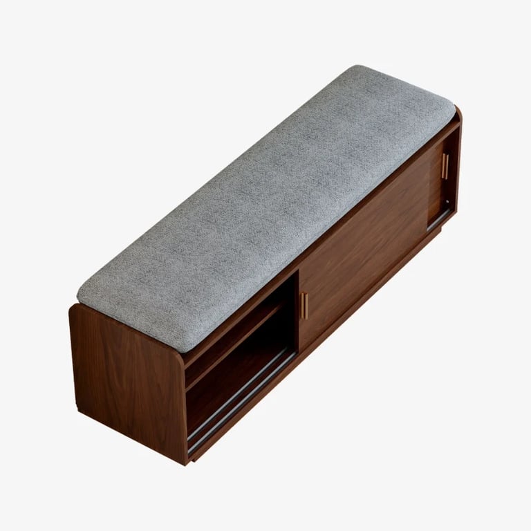 Elara – Natural Wood Storage Bench with Cushioned Seat