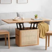 Picture of Perla Coffee Table – Natural Wood & Rattan with Storage Drawers