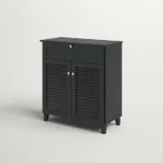 Dark Gray 12 Pairs Manufactured Wood Shoe Storage Cabinet