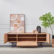 Picture of Leclair TV Unit – Natural Wood & Rattan with Sliding Doors