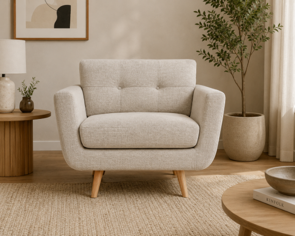 Picture of Vera Natural Wood Chair – Angular Legs & Soft Upholstery