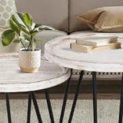 صورة طاولة جانبية حديثة خشب طبيعي هارڤ  - قطعيتن