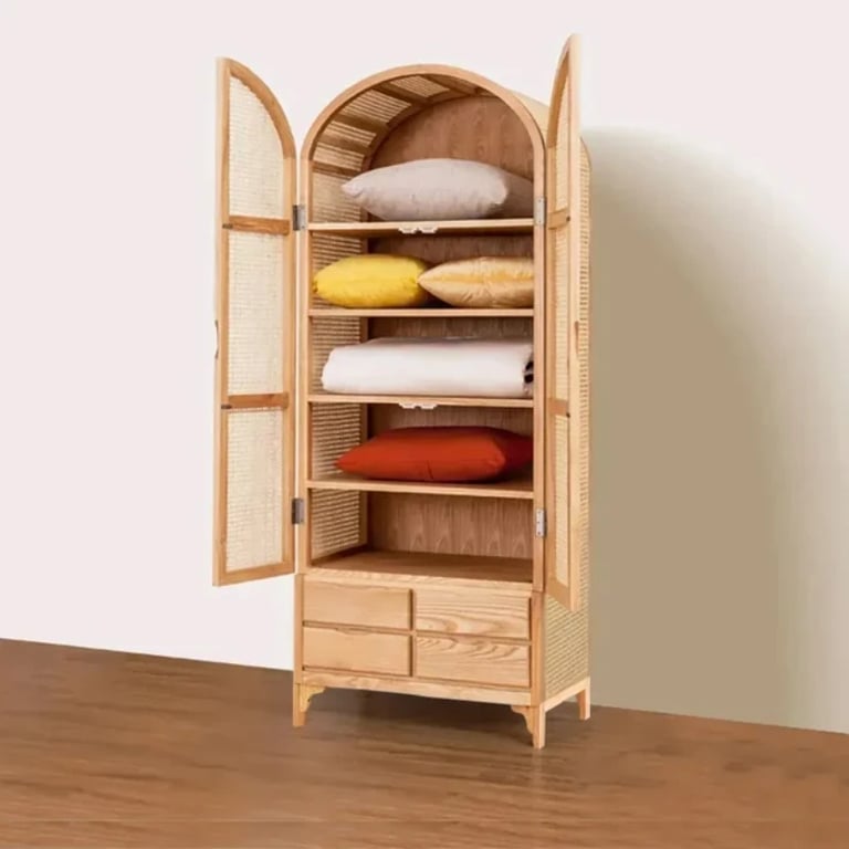 صورة دولاب جاباندي من الراتان - 2 باب وأربعه درج